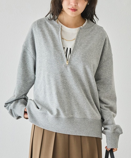 LAVEANGE（ラビアンジェ）の「【好機能シリーズ】吸湿発熱/フロントファスナー裏毛プルオーバー（スウェット・レディース・ベージュ/ブラック/グレー・3L/LL/4L/M/5L）」の13枚目の写真