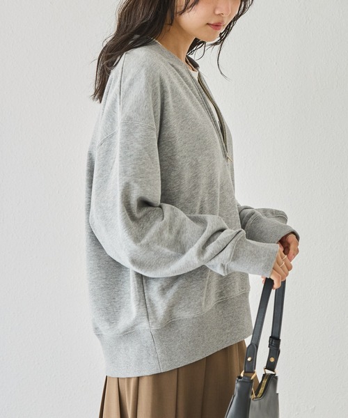 LAVEANGE（ラビアンジェ）の「【好機能シリーズ】吸湿発熱/フロントファスナー裏毛プルオーバー（スウェット・レディース・ベージュ/ブラック/グレー・3L/LL/4L/M/5L）」の14枚目の写真