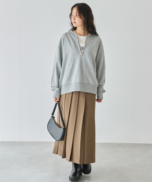 LAVEANGE（ラビアンジェ）の「【好機能シリーズ】吸湿発熱/フロントファスナー裏毛プルオーバー（スウェット・レディース・ベージュ/ブラック/グレー・3L/LL/4L/M/5L）」の16枚目の写真