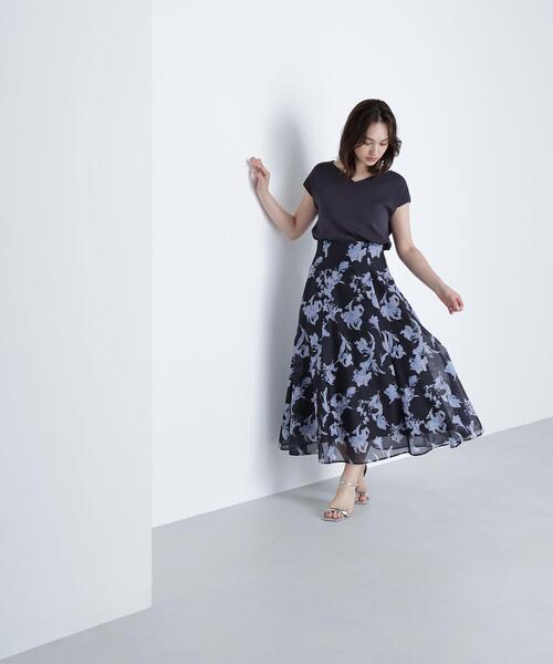 NATURAL BEAUTY BASIC(ナチュラルビューティーベーシック)の「◇シアーフラワープリントフレアスカート(スカート・レディース・ベージュ系その他/ブラック系その他・SMALL/MEDIUM/P/S)」の8枚目の写真