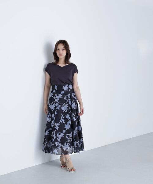 NATURAL BEAUTY BASIC(ナチュラルビューティーベーシック)の「◇シアーフラワープリントフレアスカート(スカート・レディース・ベージュ系その他/ブラック系その他・SMALL/MEDIUM/P/S)」の9枚目の写真