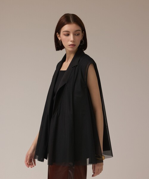 Diagram（ダイアグラム）の「チュールオーバーベスト（ベスト・レディース・ブラック/ブラウン・36/38）」の6枚目の写真