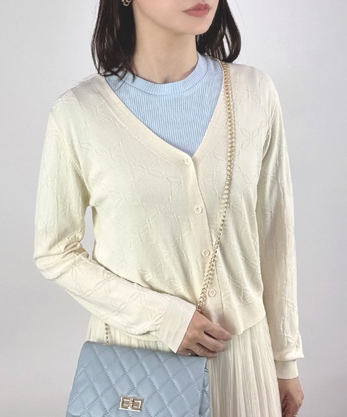 CLOTHY(クロシィ)の「【冷房対策や紫外線対策にも◎】花柄サマーニットカーディガン(カーディガン/ボレロ・レディース・ピンク/アイボリー/ブラック/ミント・MEDIUM)」の16枚目の写真