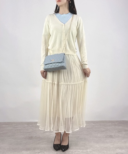 CLOTHY(クロシィ)の「【冷房対策や紫外線対策にも◎】花柄サマーニットカーディガン(カーディガン/ボレロ・レディース・ピンク/アイボリー/ブラック/ミント・MEDIUM)」の21枚目の写真