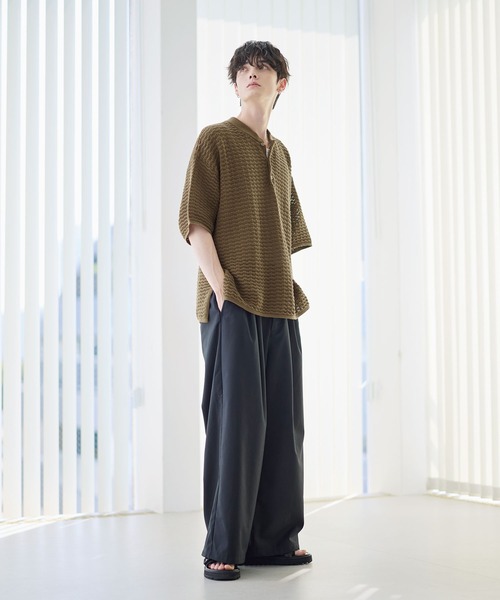 ヘンリー・ネックニット  MHL ONCILY セーター ニット HENRY NECK SPRING KNIT /ヘンリー