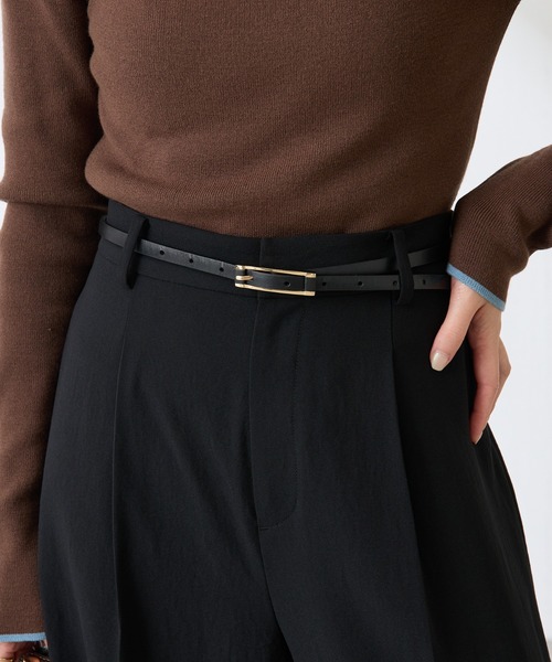 COLLAGE GALLARDAGALANTE（コラージュガリャルダガランテ）の「スクエアバックルレザーベルト（ベルト・レディース・ブラック/キャメル・FREE）」の2枚目の写真