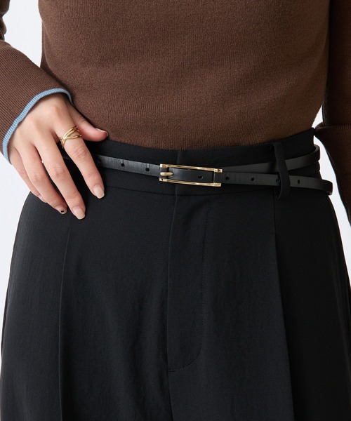 COLLAGE GALLARDAGALANTE（コラージュガリャルダガランテ）の「スクエアバックルレザーベルト（ベルト・レディース・ブラック/キャメル・FREE）」の3枚目の写真