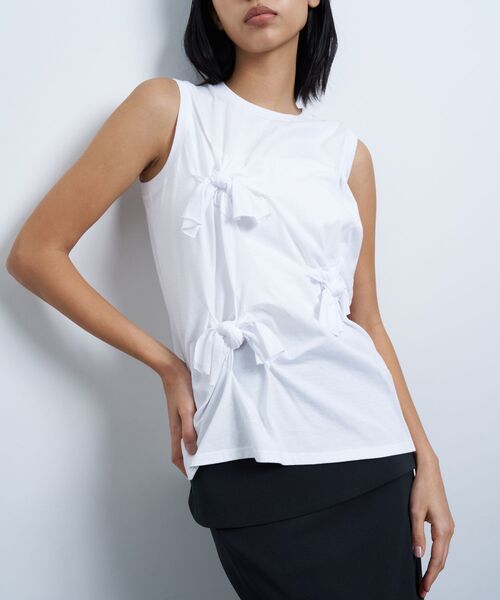 セール】ノットリボンノースリーブカットソー（Tシャツ