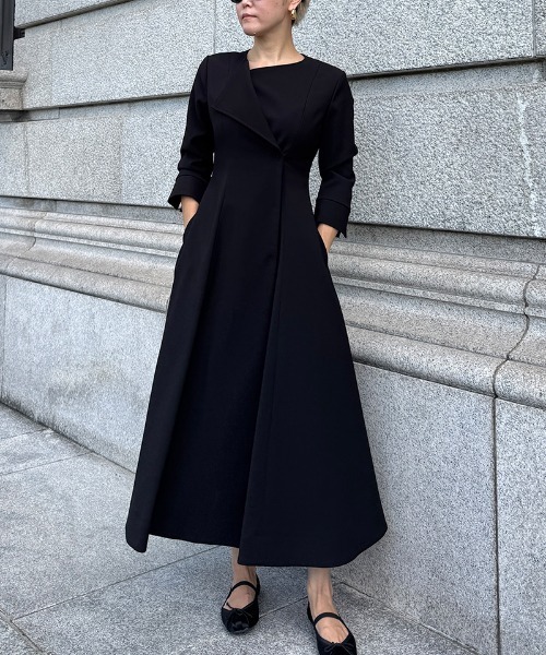 JENNE(ジェンヌ)の「カラー折り返しワンピース(ワンピース・レディース・ブラック/グレー/ネイビー・SMALL/MEDIUM/LARGE)」の9枚目の写真