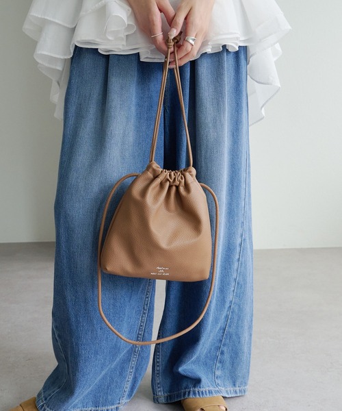 ( ・ิϖ・ิ)　JIN　 巾着 フェイクレザー巾着バッグ（ショルダーバッグ）｜PUAL CE CIN