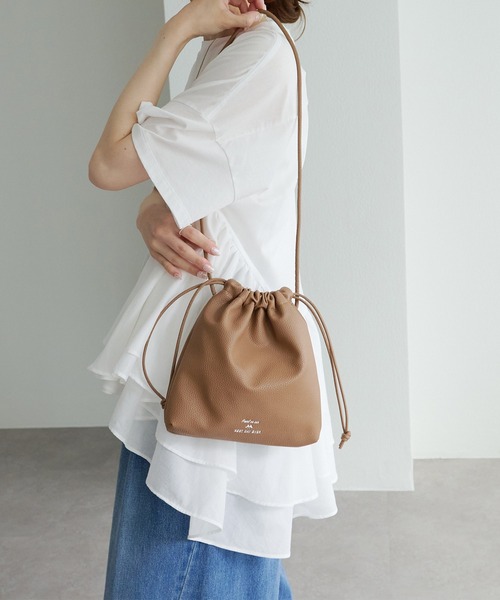 セール】フェイクレザー巾着バッグ（ショルダーバッグ）｜PUAL CE CIN