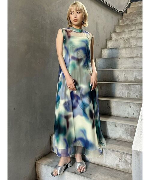 ムルーア　シェイドフラワーレイヤードワンピース シェイドフラワーレイヤードワンピース（ワンピース）｜MURUA