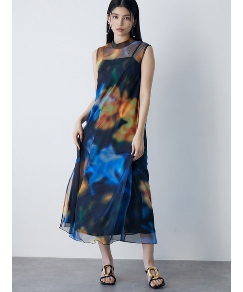 ムルーア　シェイドフラワーレイヤードワンピース シェイドフラワーレイヤードワンピース（ワンピース）｜MURUA