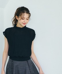 インナー付プチハイネックシアープリーツプルオーバー
