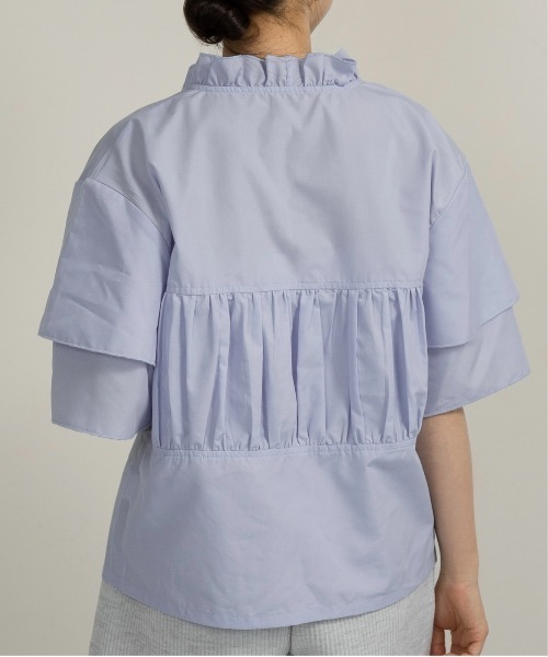 lawgy(ラウジー)の「v frill line gather ribbon blouse / vフリルラインギャザーリボンブラウス(シャツ/ブラウス・レディース・ホワイト/クリーム/ブルー・FREE)」の14枚目の写真
