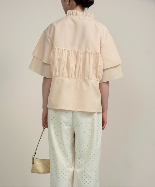 lawgy(ラウジー)の「v frill line gather ribbon blouse / vフリルラインギャザーリボンブラウス(シャツ/ブラウス・レディース・ホワイト/クリーム/ブルー・FREE)」の19枚目の写真