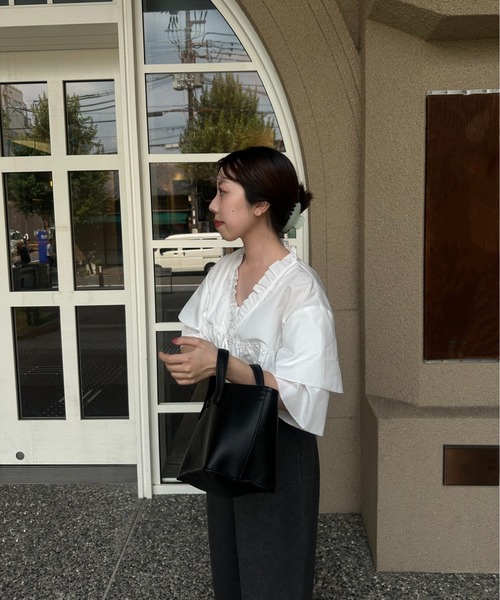 pellicule ribbon gather lib blouson フリル Pellicule ribbon gather lib blouson レディース