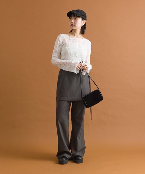 mystic（ミスティック）の「シアーアシメTOPS（Tシャツ/カットソー・レディース・オフホワイト/ブラック/ブラウン/ピンク・FREE）」の10枚目の写真