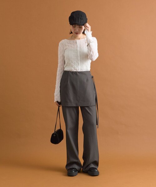 mystic（ミスティック）の「シアーアシメTOPS（Tシャツ/カットソー・レディース・オフホワイト/ブラック/ブラウン/ピンク・FREE）」の11枚目の写真