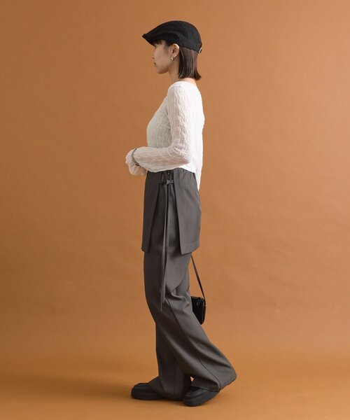 mystic（ミスティック）の「シアーアシメTOPS（Tシャツ/カットソー・レディース・オフホワイト/ブラック/ブラウン/ピンク・FREE）」の12枚目の写真