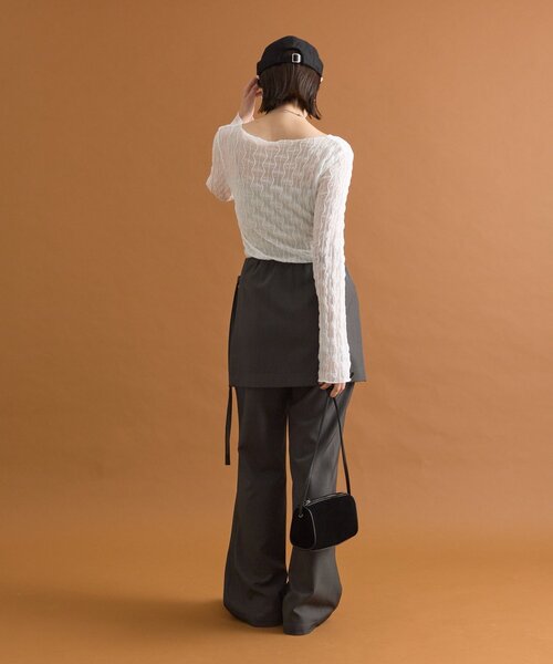 mystic（ミスティック）の「シアーアシメTOPS（Tシャツ/カットソー・レディース・オフホワイト/ブラック/ブラウン/ピンク・FREE）」の13枚目の写真