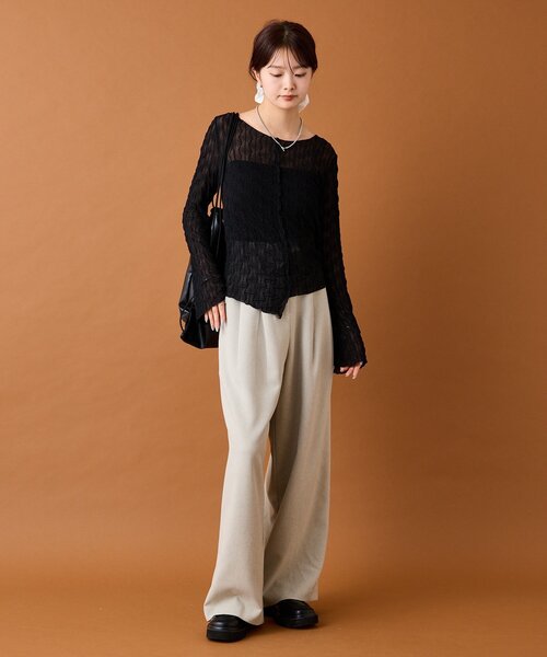 mystic（ミスティック）の「シアーアシメTOPS（Tシャツ/カットソー・レディース・オフホワイト/ブラック/ブラウン/ピンク・FREE）」の16枚目の写真