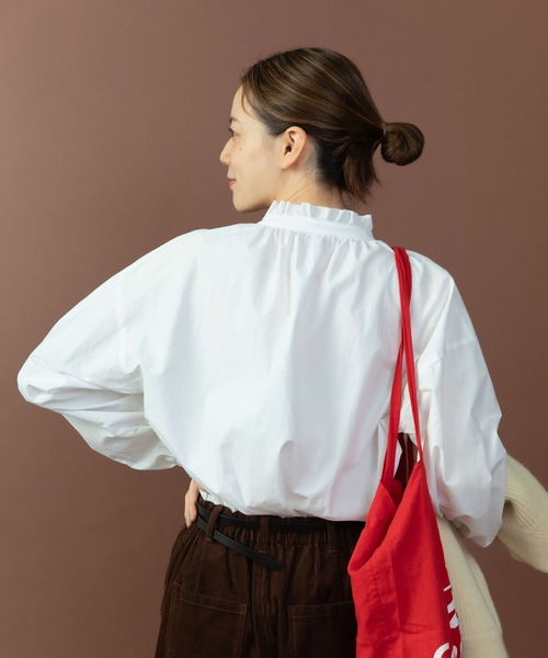 PAR ICI（パーリッシィ）の「グランジウォッシュ スタンドフリルブラウス（シャツ/ブラウス・レディース・ピンク/ホワイト/ベージュ系その他・FREE）」の7枚目の写真