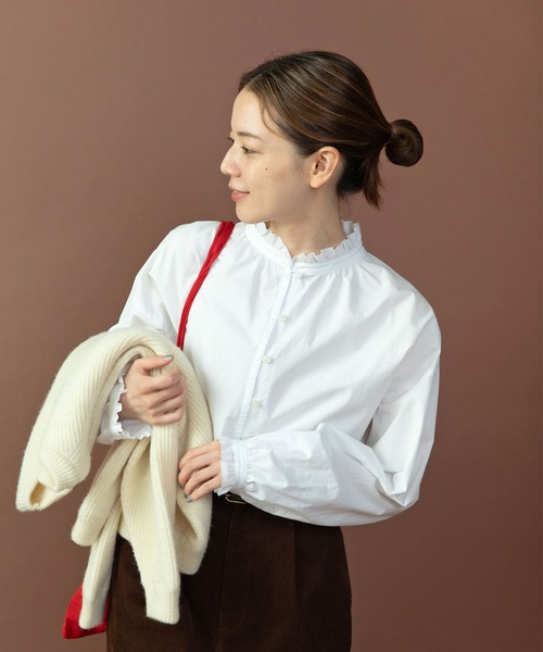 PAR ICI（パーリッシィ）の「グランジウォッシュ スタンドフリルブラウス（シャツ/ブラウス・レディース・ピンク/ホワイト/ベージュ系その他・FREE）」の5枚目の写真