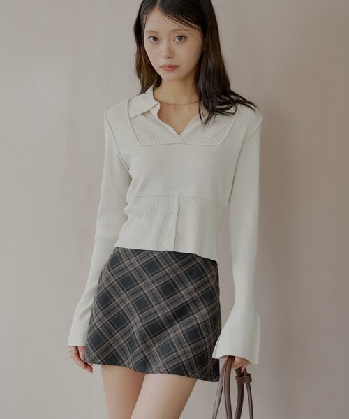 2WAYチュールレイヤードチェックボリュームスカート セール】2way Tulle Layered Plaid Pattern Volume Silhouette