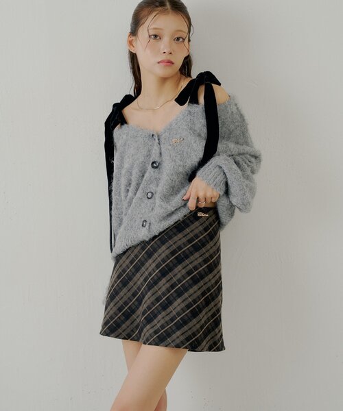 Chico（チコ）の「2wayレイヤードチェックボックスタイトミニスカート（スカート・レディース・ネイビー/チャコールグレー/ベージュ/ブラウン・SMALL/MEDIUM）」の6枚目の写真