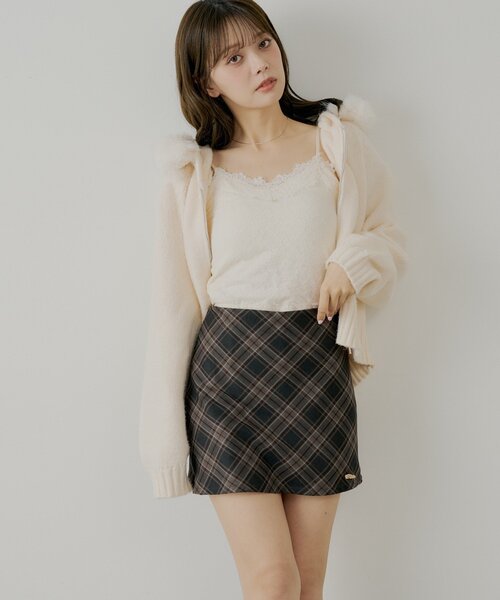 Chico（チコ）の「2wayレイヤードチェックボックスタイトミニスカート