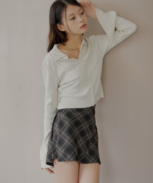 Chico（チコ）の「2wayレイヤードチェックボックスタイトミニスカート