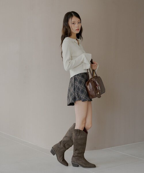 Chico（チコ）の「2wayレイヤードチェックボックスタイトミニスカート