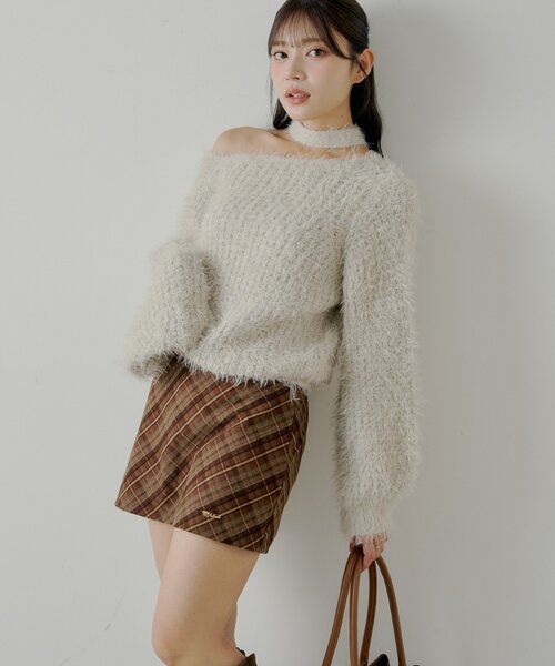 セール】2wayレイヤードチェックボックスタイトミニスカート（スカート