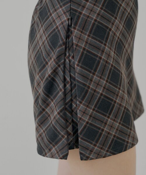 セール】2wayレイヤードチェックボックスタイトミニスカート（スカート