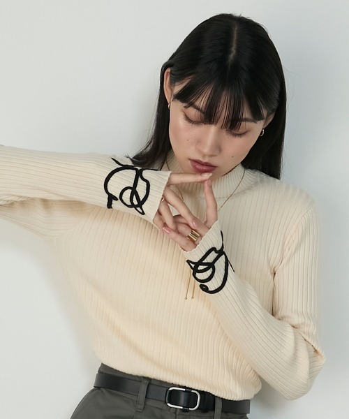 forksy.】コード刺繍ハイネックリブニットプルオーバー forksy.│MONO