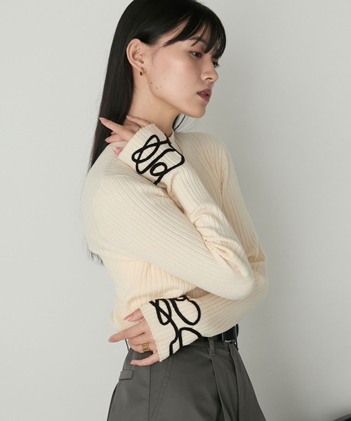 forksy.】コード刺繍ハイネックリブニットプルオーバー forksy.│MONO