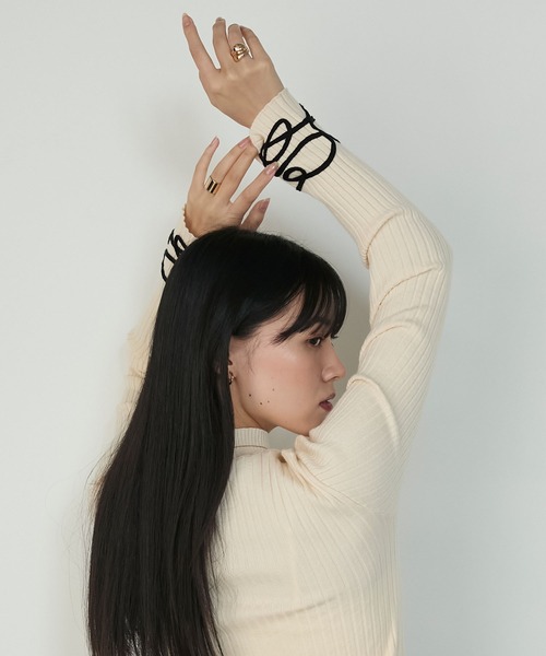 forksy.（フォルクシー）の「【forksy.】コード刺繍ハイネックリブニットプルオーバー（ニット/セーター・レディース・ブルー/チャコール/ブラウン/アイボリー/ブラック・FREE）」の16枚目の写真