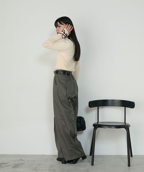 forksy.（フォルクシー）の「【forksy.】コード刺繍ハイネックリブニットプルオーバー（ニット/セーター・レディース・ブルー/チャコール/ブラウン/アイボリー/ブラック・FREE）」の18枚目の写真