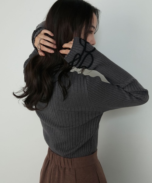 forksy.】コード刺繍ハイネックリブニットプルオーバー forksy.│MONO