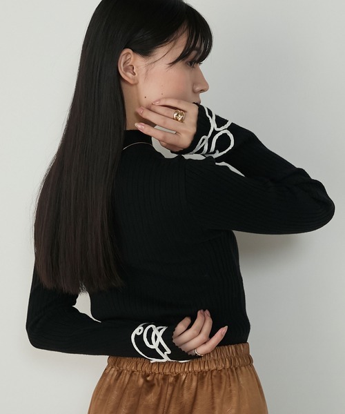 forksy.】コード刺繍ハイネックリブニットプルオーバー forksy.│MONO