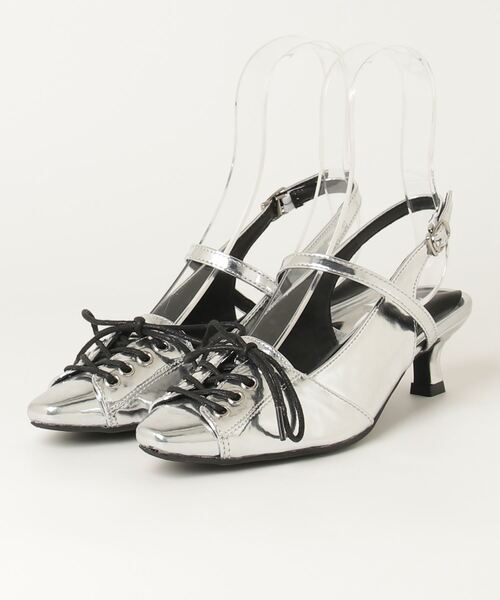 LOVEHUNTER(ラブハンター)の「LOVE HUNTER/ スリングバックレースアップミュールパンプス(2241)(パンプス・レディース・ブラック/シルバー/ホワイト・M/L/LL/S)」の5枚目の写真