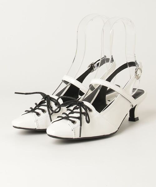 LOVEHUNTER(ラブハンター)の「LOVE HUNTER/ スリングバックレースアップミュールパンプス(2241)(パンプス・レディース・ブラック/シルバー/ホワイト・M/L/LL/S)」の6枚目の写真