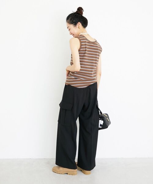 le.coeur blanc（ルクールブラン）の「《手洗い可能》マルチボーダーリブタンク（タンクトップ・レディース・ブラウン系その他2/ブラック系その他・38）」の6枚目の写真