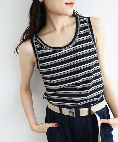 le.coeur blanc（ルクールブラン）の「《手洗い可能》マルチボーダーリブタンク（タンクトップ・レディース・ブラウン系その他2/ブラック系その他・38）」の11枚目の写真