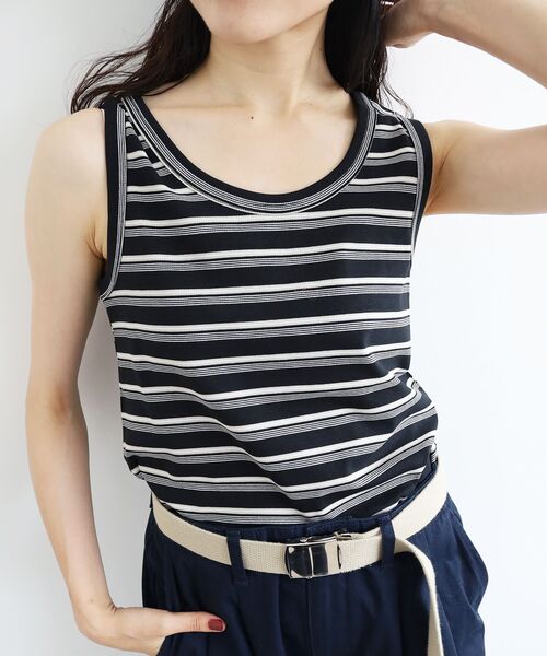 le.coeur blanc（ルクールブラン）の「《手洗い可能》マルチボーダーリブタンク（タンクトップ・レディース・ブラウン系その他2/ブラック系その他・38）」の12枚目の写真