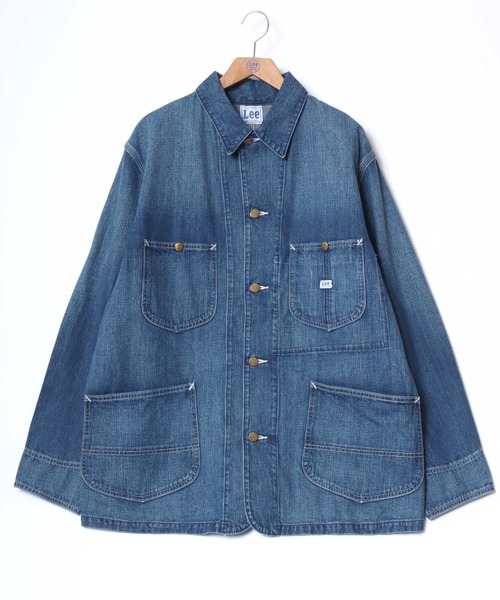 Lee（リー）の「Lee/リー LOCO JACKET/オーバーサイズ デニム ダック ツイル ヒッコリー カバーオールジャケット/レディース メンズ（デニムジャケット・メンズ・インディゴブルー/ブラウン/ブラック/ノンウォッシュ/キナリ/ブルー系その他/ストライプ/ワンウォッシュ/ライトインディゴブルー・M/L/XL）」の14枚目の写真