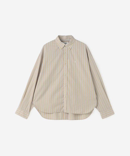 GYMPHLEX（ジムフレックス）の「Gymphlex | コットンストライプ ショートボタンダウン長袖シャツ WOMEN（シャツ/ブラウス・レディース・ベージュ系その他・12）」の3枚目の写真