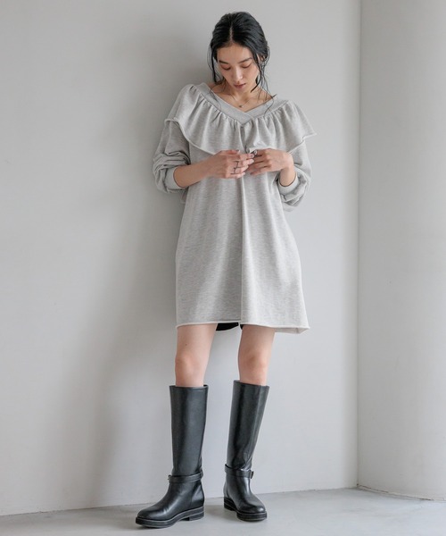 LOWRYS FARM（ローリーズファーム）の「ウラケフリルミニワンピース  589580（ワンピース・レディース・ブラウン/ライトグレー/ブラック/ピンク・FREE）」の16枚目の写真