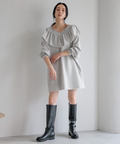 LOWRYS FARM（ローリーズファーム）の「ウラケフリルミニワンピース  589580（ワンピース・レディース・ブラウン/ライトグレー/ブラック/ピンク・FREE）」の17枚目の写真